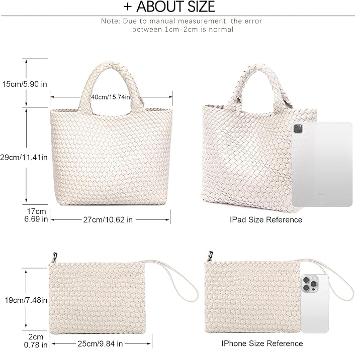 JINMANXUE Fashion Woven Bag Shopper Bag Travel Handbags and Purses Women Tote Bag Large Capacity Shoulder Bags - Image 4