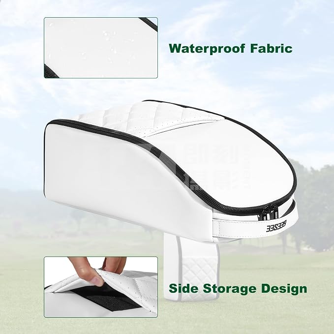 Premium PU Leather Golf Shoe Bag for Men & Women,Lightweight Golf Shoes Organizer with Smooth Full-Zip Opening, Travel Golf Shoe Bag with Handle (White) - Image 4