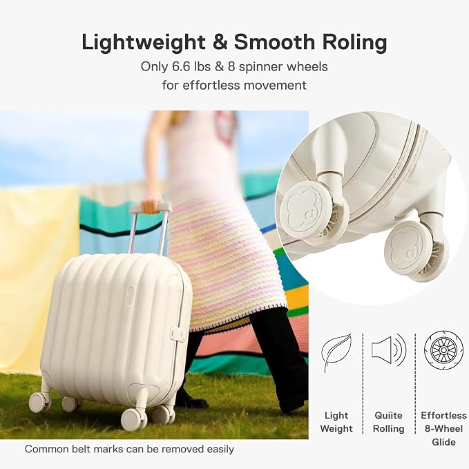 artrips Carry On Luggage 20 Inch for Business Travel & Short Trips, Italian-Inspired Lightweight Hard Shell Suitcase, German PC Matte Shell, Airline Approved, TSA Lock, White - Image 5