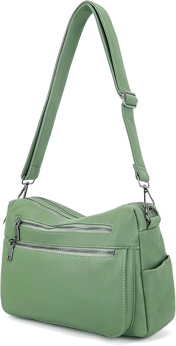 YZAOLL Large Crossbody Shoulder Bag for Women Vegan Leather Tote with Adjustable Wide Strap Work Purse with 10 Pockets