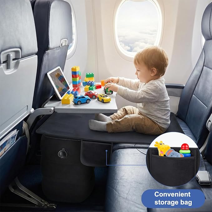 Toddler Airplane Bed | Kids Airplane seat Extender | Easy to Install for ariplane, Train, Cars | Kids Airplane Travel Essentials | Foot Rest Cushion (with Foot Pads) - Image 8