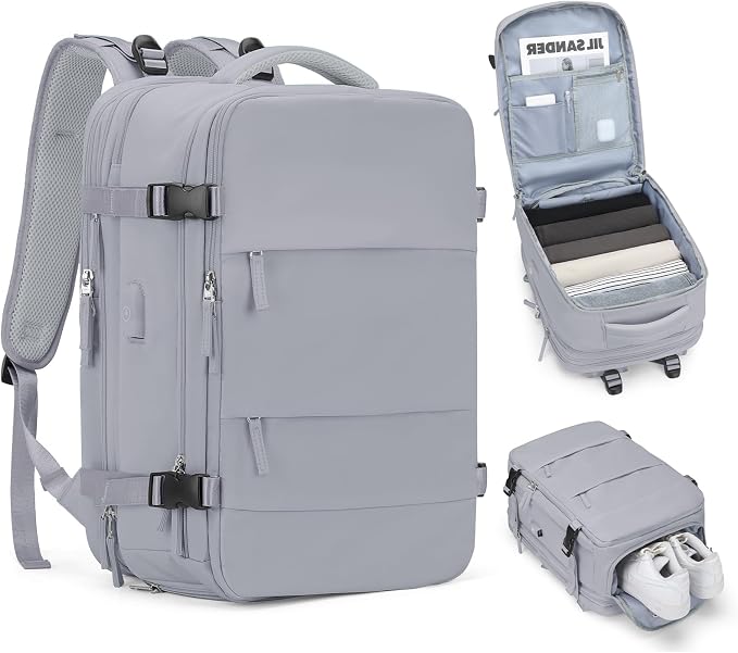 coofay Expandable Backpack For Traveling On Airplane Carry On Backpack Flight Approved Personal Item Travel Backpack For Women Men Airline Approved Gym Bag With Shoe Compartment Travel Weekender Bag by coofay