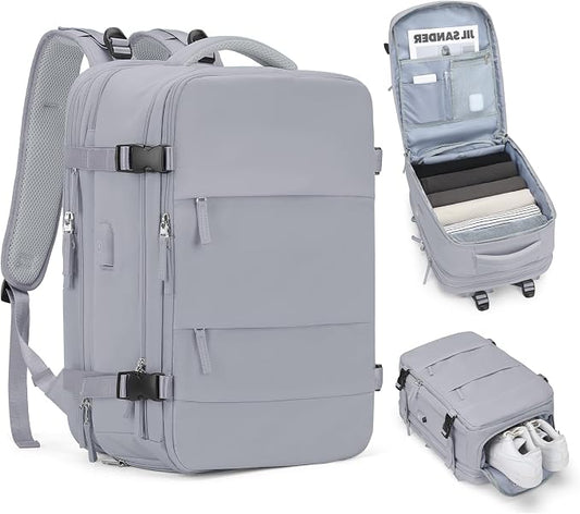 coofay Expandable Backpack For Traveling On Airplane Carry On Backpack Flight Approved Personal Item Travel Backpack For Women Men Airline Approved Gym Bag With Shoe Compartment Travel Weekender Bag by coofay
