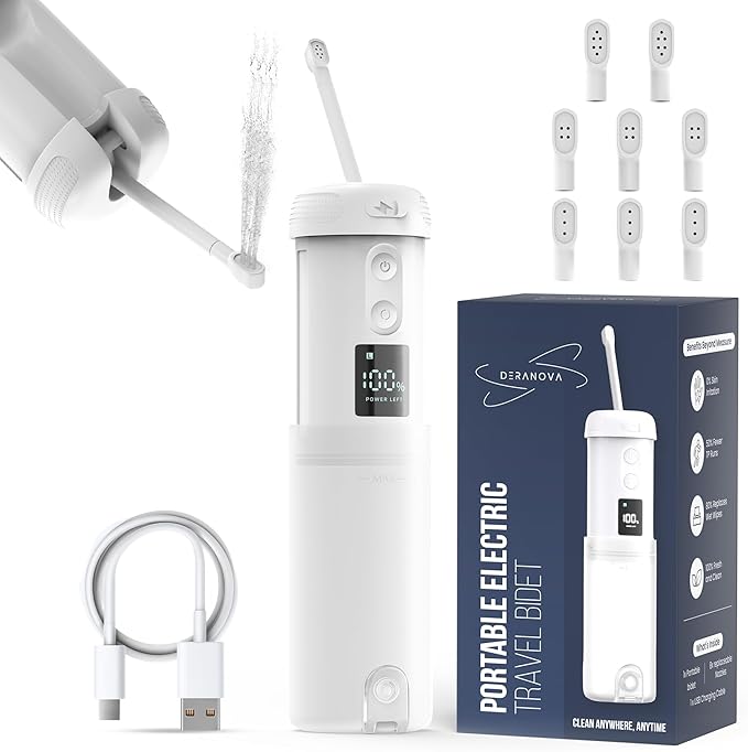 Portable Bidet For Travel - High Pressure Portable Travel Bidet for Men, Women - USB Rechargeable Electric Handheld Bidet Sprayer - Compact Personal Hygiene Cleaner for Camping, Home, Postpartum
