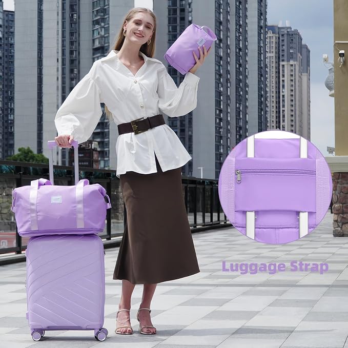 Carry On Luggage 22x14x9 Airline Approved, 20 Inch Expandable Hardshell Luggage Carry-on Suitcases with Spinner Wheels, Carry On Suitcase Set for Women (LAVENDER) - Image 2