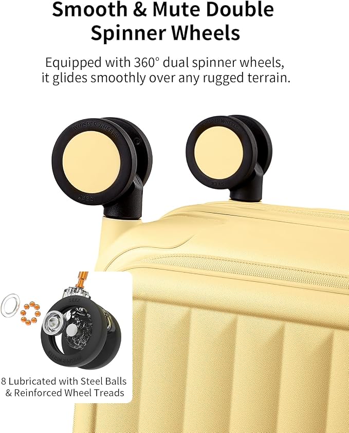 Expandable Top Open 28 Inch Checked Luggage with Spinner Wheels, Large Suitcase with TSA Lock, Hardside Travel Luggage Suitcases for Men Women, for 25+Days Travel, Cheese Yellow - Image 8