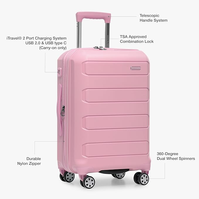 Traveler's Choice Pagosa Hardshell Expandable Luggage with Spinner Wheels, Pink, 30-Inch Large - Image 5