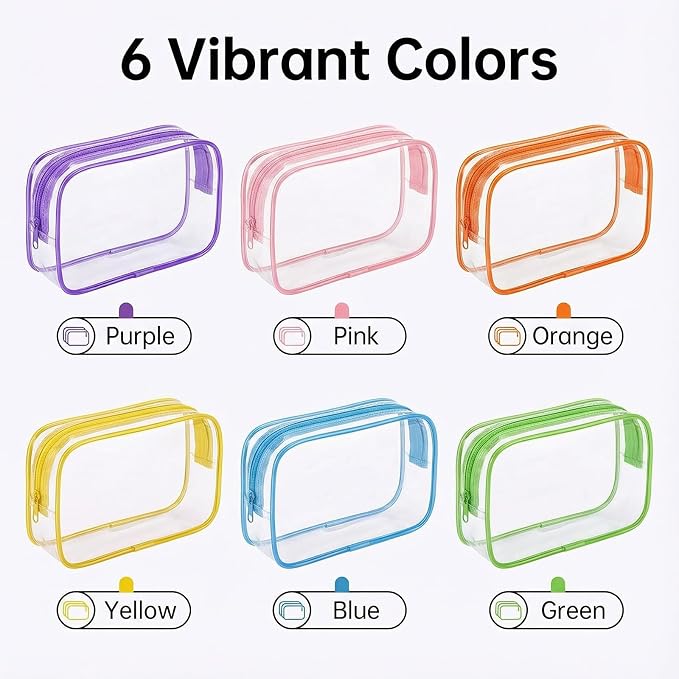 120 Pcs Clear Makeup Bags Bulk Easter Basket Gifts Tsa Approved Toiletry Bag for Travel Transparent Cosmetic Bag PVC Waterproof Travel Small Pouches with Zipper for Men and Women (Bright Color) - Image 4