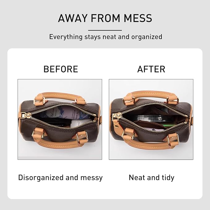 DupontPaper Purse Organizer Insert Compactible with Lv Speedy Nano | Dupon Paper Nano Speedy Insert, Waterproof Lightweight Mini Bag Insert with YKK Zipper Pocket, 8 Compartments Shaper - Image 5