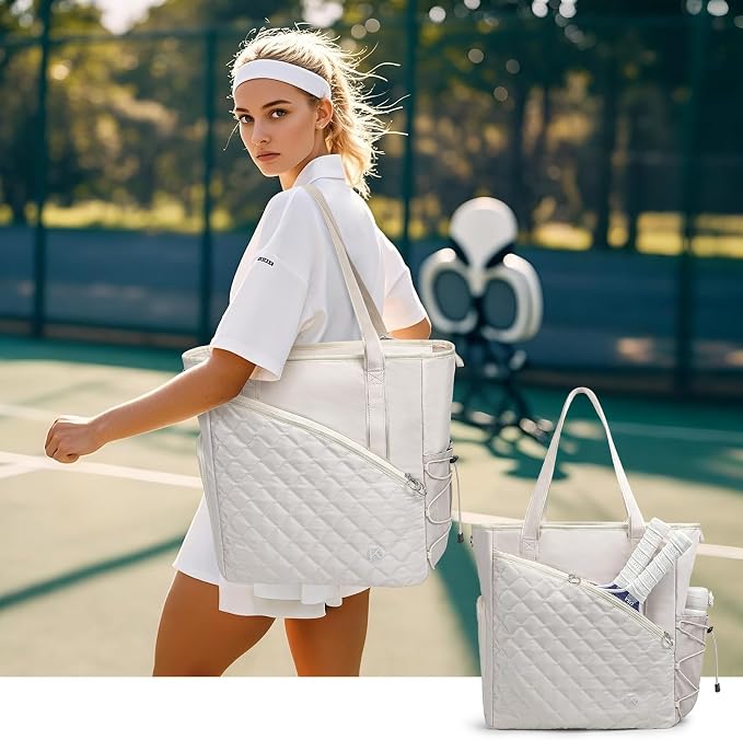 KAVIGOR Pickleball Tote Bag for Women with Fence Hook, Quilted Pickleball Bag Holds 3-4 Paddles with Shoe Compartment - Image 2
