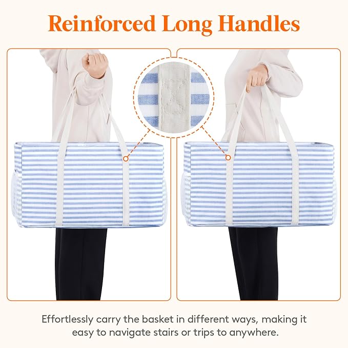 Lifewit Extra Large Tote Bag, Reusable Grocery Bags with Metal Wire Frame and Handles - Image 6