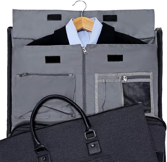Modoker Convertible Garment Bag with Shoulder Strap, Carry on Garment Duffel Bag for Men Women - 2 in 1 Hanging Suitcase Suit Travel Bags, Jet Black - Image 3