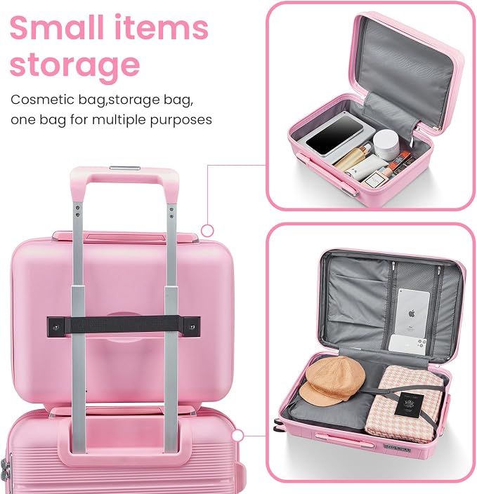 Merax Luggage Set 4 Piece Suitcase with Case Expandable Spinner Wheels Hardshell Airplane Approved Luggage Sets,Pink,14/20/24/28 - Image 6