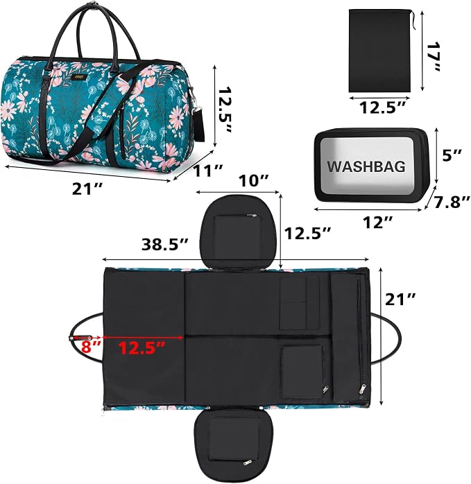 Garment Bag for Travel Convertible Carry On Garment Bag Large Travel Duffel Bags for Women 2 in 1 Hanging Suitcase Suit Travel Bags for Women & Men 3pcs Set - Image 5