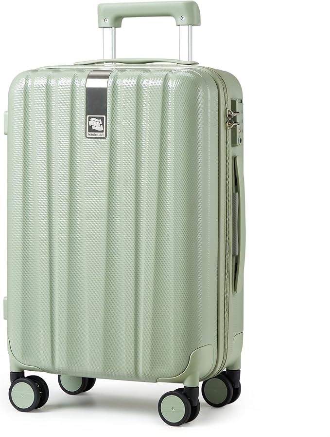 Hanke 29 Inch Luggage Suitcases With Spinner Wheels Lightweight PC hardside Rolling Suitcase With Travel Lock, Checked-Large 29-Inch(Bamboo Green) by Hanke