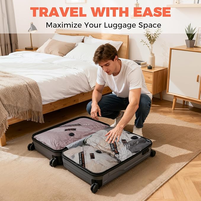 24 Combo Travel Vacuum Bags with Cordless Rechargeable Pump, Portable Space Saver Compression Bag for Clothing, Vacuum Seal Packing Bags for Home Clothing Luggage Organizer Travel Essentials - Image 5