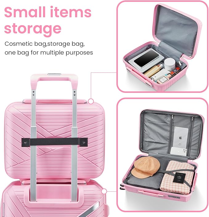 Merax Luggage 4 Piece Set Hardside Expandable Suitcase Set with Case,Travel Luggagewith Spinner Wheels,Airplane Approved Carry On Luggage Sets,Pink1,14/20/24/28 - Image 5