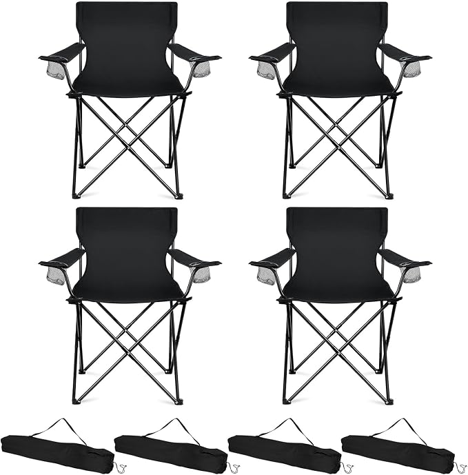 HaSteeL Camping Chairs 4 Pack, Oversized Folding Lawn Chairs for Adults | Solid Construction, Portable & Light Weight, No Assembly Required by HaSteeL