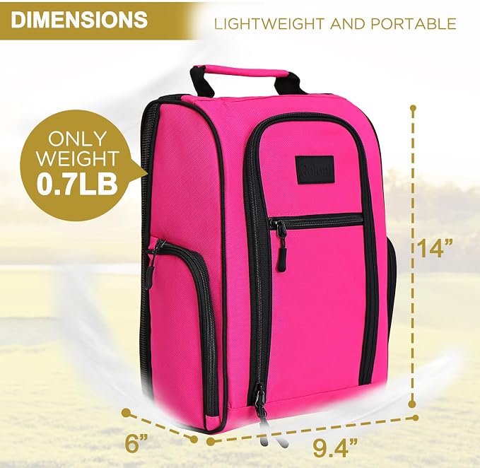 Goloni Golf Shoe Bag for Men Women, Ventilated Golf Shoe Bag with Side Pockets, Lightweight Portable Golf Shoe Carrier for Golf Shoes, Tees, Balls & Accessories,Pink - Image 2