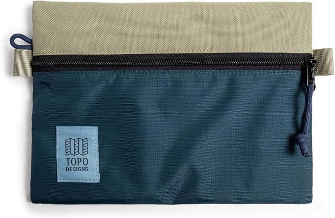 Topo Designs Accessory Bags, Travel Organizer Accessories for Smaller Items, Durable Storage Pouch, 3 Sizes, Fully Lined Pack Cloth (Medium, Oil Green/Dark Pine) by TopoDesigns