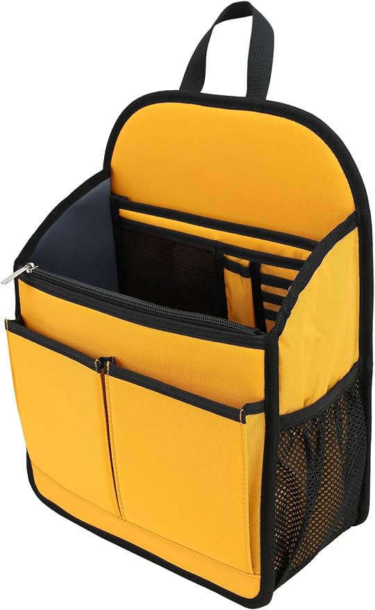 Large Premium Wider Rugged Backpack Organizer Insert for Men Women Work Travel -19 Pockets, Padded Nylon-Yellow by DELTAMANN