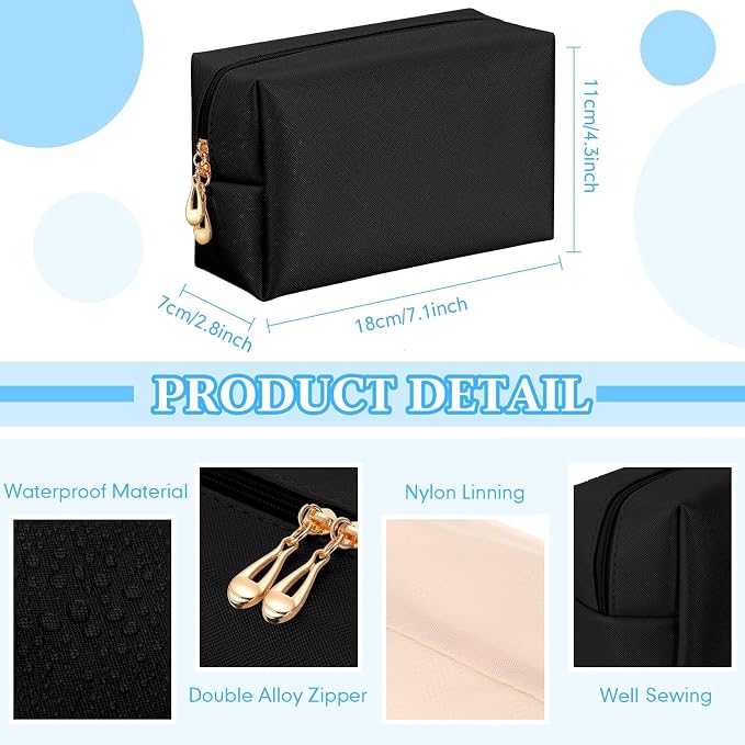 Kigeli Aesthetic Makeup Bags PU Leather Cosmetic Pouches Waterproof Plain Toiletry Bags Makeup Pouches Bulk for Women Party Gift Travel Storage Organizer(Classic Black,7.1 x 2.8 x 4.3 in) - Image 2