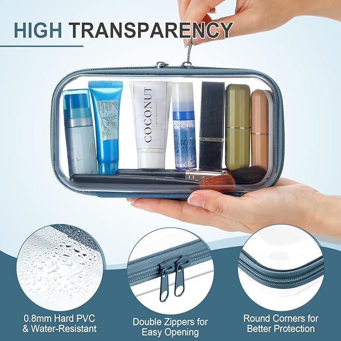 Hoolerry 4 Pcs Hard Clear Zipper Case Makeup Bags Plastic Zipper Pouch Transparent Storage Box Containers for Cosmetics, Snacks, Building Blocks, Puzzles(Clear,7.5 x 3.9 x 2 in,Morandi) - Image 3