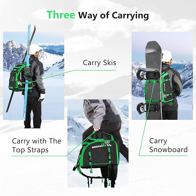 MORXPLOR Ski Boot Bag - 65L Padded, Waterproof Ski Travel Backpack for Gear & Accessories - Image 5