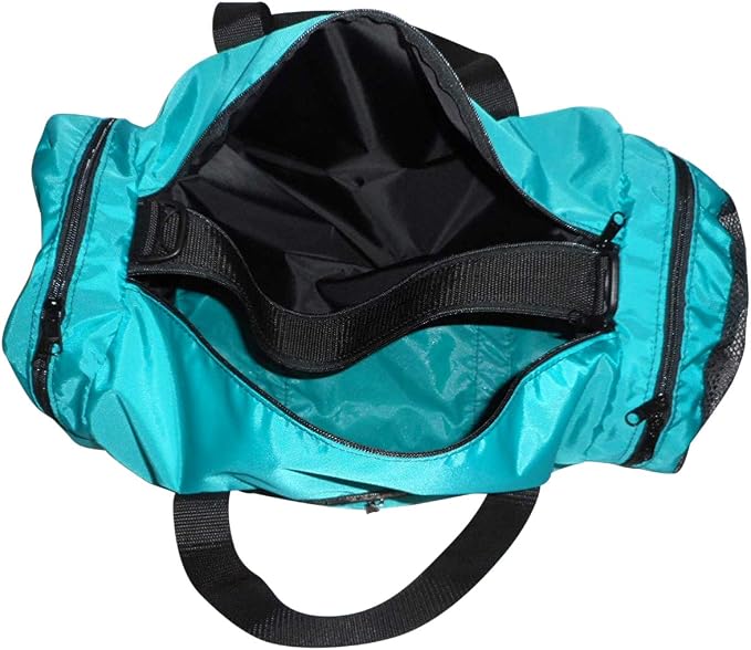 Duffle Bag Wet and Dry with One End Compartment Mesh, Front Pocket, Made In USA (Turquoise) - Image 6