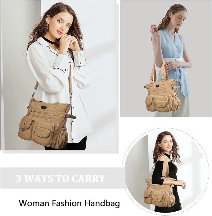 Angelkiss Purses Handbags for Women PU Tote Satchel Bags for Women Pockets Shoulder Bags… | PU - Image 7