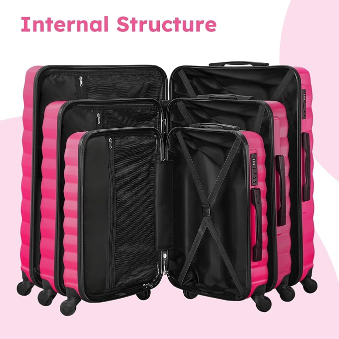 ABS Hardshell Suitcase 3 Piece Luggage Sets with Spinner Wheels with 6PC Packing Bags(20/24/28inch) - Image 8