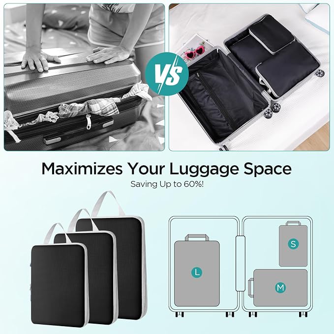 Cozary Organiser Packing Cubes Compression - 3 Piece Travel Set - High Quality Oxford Fabric & Lots of Storage Space - Travel Essentials Suitcase Organiser for Hand Luggage and Backpack - Image 5