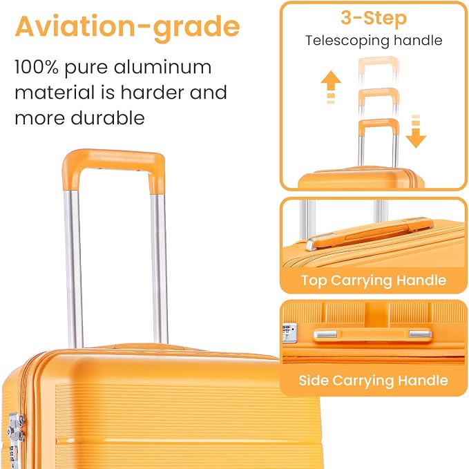 Merax Luggage Set 4 Piece Suitcase with Case Expandable Spinner Wheels Hardshell Airplane Approved Luggage Sets,Orange,14/20/24/28 - Image 4