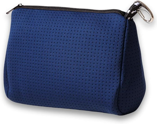 POPUPS Large Makeup Bag with Zipper, Deep Blue - Waterproof Neoprene Cosmetic Bag 7.7 x 10.75 x 5 inches by POPUPSBrand