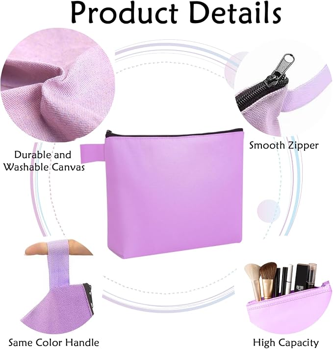 60 Pcs Canvas Makeup Bags Bulk Multi-Purpose Cosmetic Bag with Zipper Multi-Purpose Blank Travel Toiletry Bag Plain Blank Colored Bag for Travel Girls Pencil Craft, 15 Colors (9.8 x 5 x 2 Inch) - Image 3
