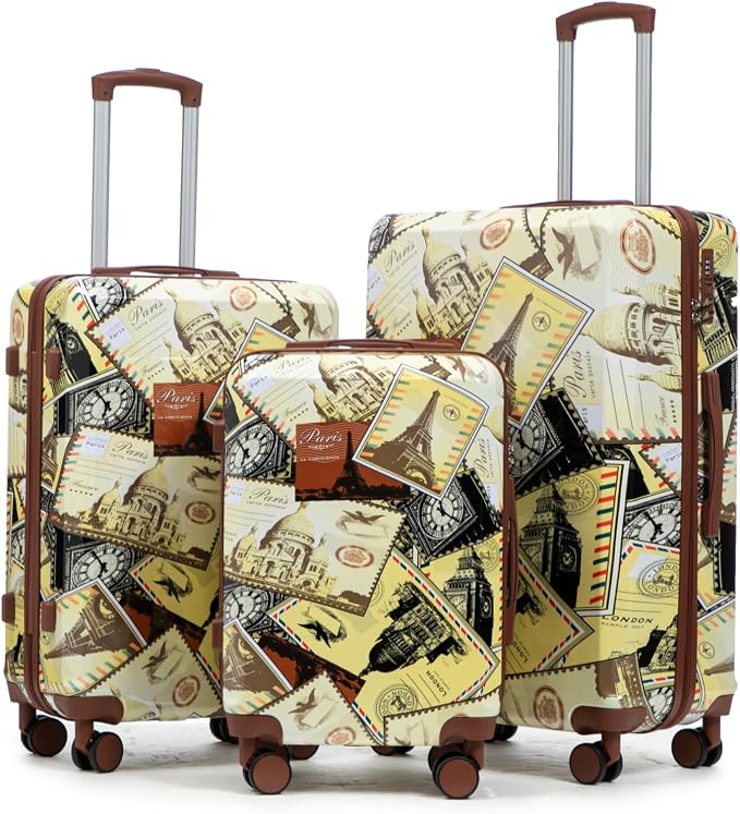 Luggage Hard-shell with 360° Spinner Wheels, Gradient Color Suitcase with Combination Lock, Lightweight by LUCCALILY