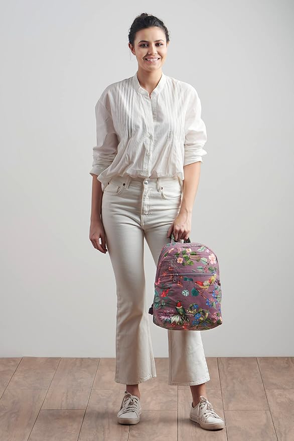Maison d' Hermine Backpack for Women Men Cotton Shoulder Multipurpose Rucksack with Small Pouch Lightweight Multi Pocket Bag for Travel Work Beach Perfect for Spring Summer (Eden - Violet) - Image 8