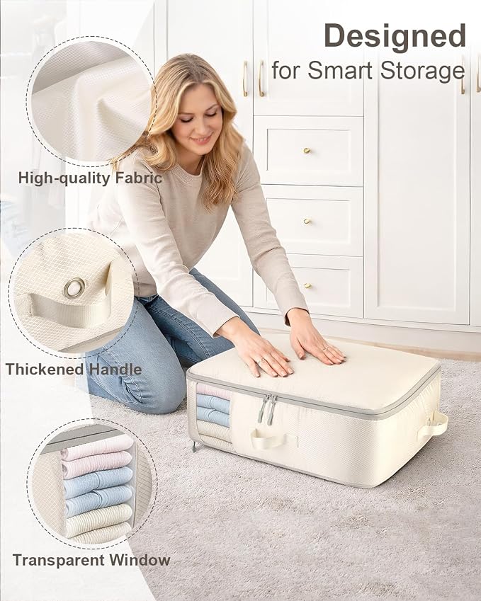 Comforter Storage Bag - 2-Layer 2-Pack Self Compression Organizer, Closet Organizers and Storage, Under Bed Space Saver, Blanket Organizer for Bedding, Pillow, Sheet, Clothes, Nursery Use - Image 6