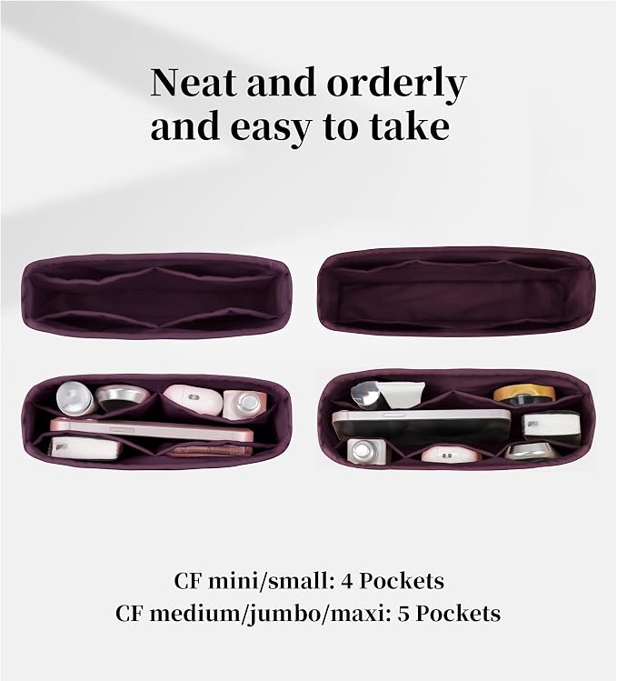 Purse Organizer Insert, Silky-Soft Lightweight Design, Multi-Pocket, Keeps Bag Organized & Protects Interior, Fits Chanel Classic Flap Small, Ideal for Travel & Daily Use(Cassis, CF Small 23) - Image 6