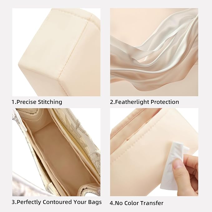 DGAZ Silk Purse Organizer Insert For Dior Book Tote mini/S/M/L，Silky Smooth Bag Organizer，Luxury Handbag & Tote Shaper（Craie，BT-S） - Image 3