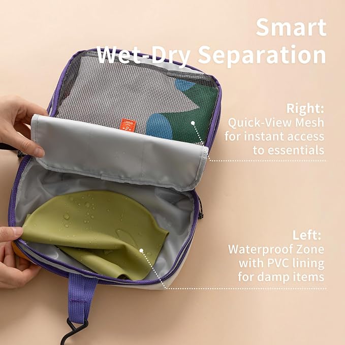 morning deer Small Toiletry Bag Travel Bag with Hanging Hook | Dry-wet Separation,Makeup Cosmetic Bag,Shaving Kit Toiletry Bag, Travel Organizer for Shampoo,Toiletries,Gym,Camping - Image 4
