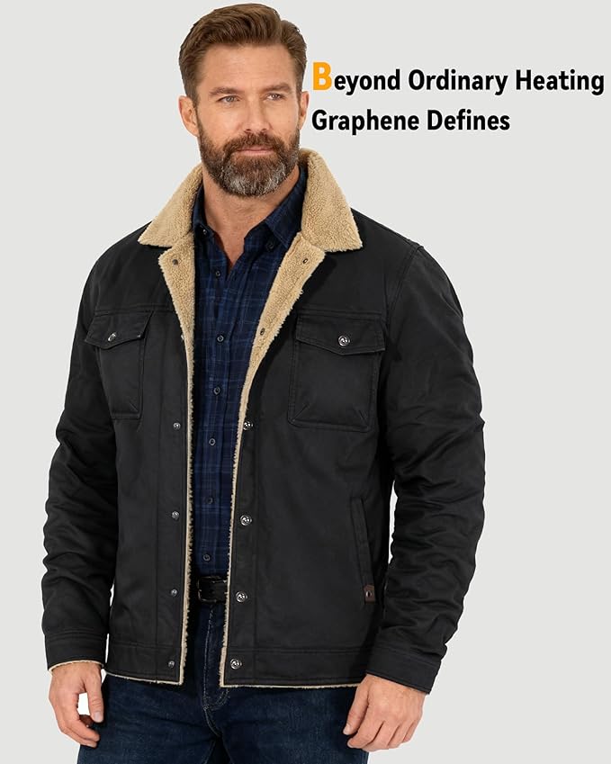 Wulcea Graphene Heated Jacket for Men 12V Fast Charge 18400mAh Large Capacity
