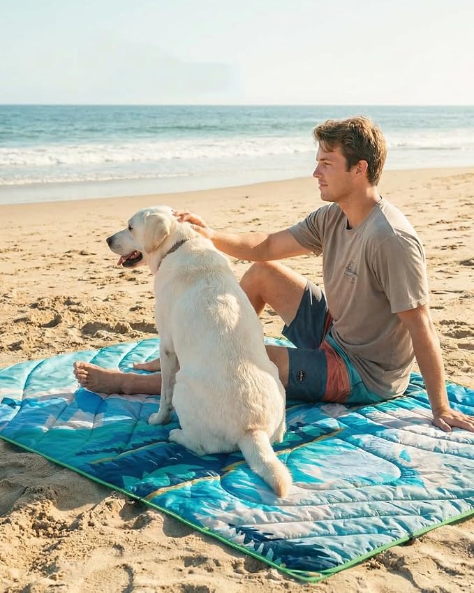 Gonex Camping Blanket with Aero-Warmth Breathable Layer - Puffy Printed Packable Blanket, Ultralight Wearable Water-Resistant Quilt, 79" X 55" for Camping, Beach, Hiking, Travel, Picnics (Iceberg) - Image 7