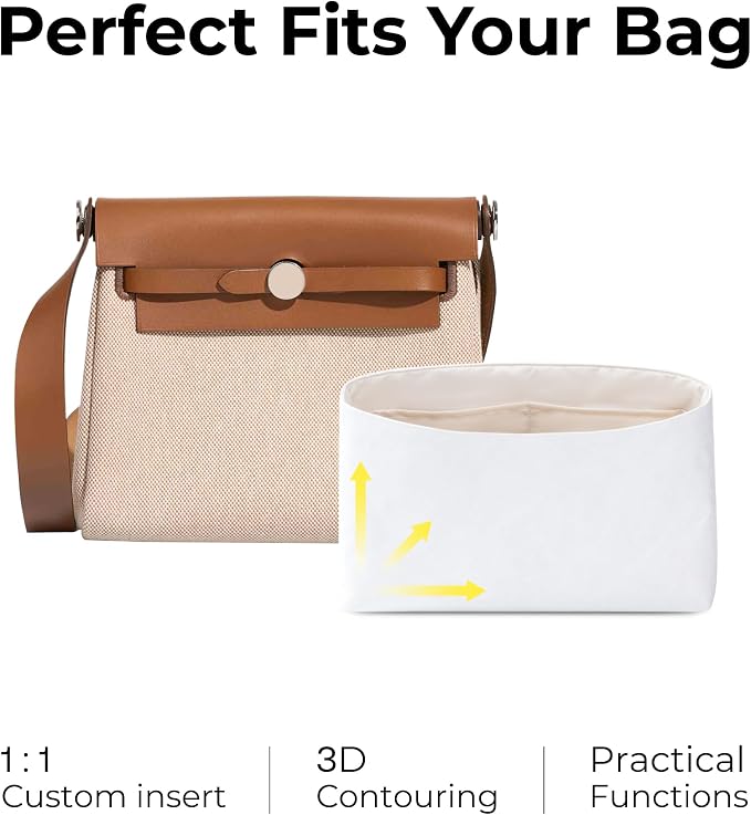 Purse Organizer Insert for HERMES Herbag 20 Mini Handbag,Custom Fit Inside Premium Craie Lightweight WaterResistant Tote Bag Insert Accessories - Image 3