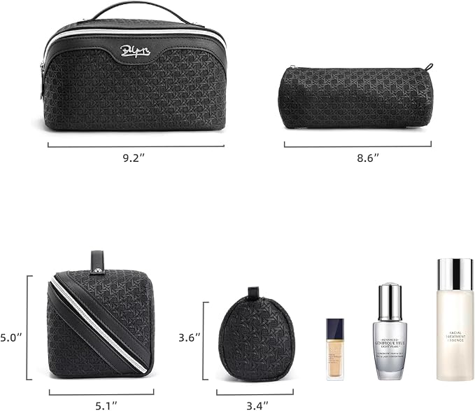 BOYATU Travel Makeup Bag Cosmetic Bags for Women: Large Capacity 3 Pcs Set Make up Bag with Compartments - Waterproof Vegan Leather Toiletry Organizer Bags with Handle (M-71Black) - Image 5