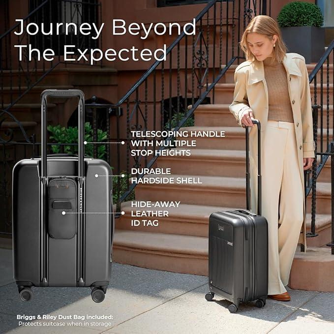 Briggs & Riley 21" Global Carry On Expandable Spinner - Luggage for Travel, Suitcases with Wheels, Hardside Rolling Bag for Men & Women, Self-Repairing Zipper - Sympatico Collection, Black - Image 6