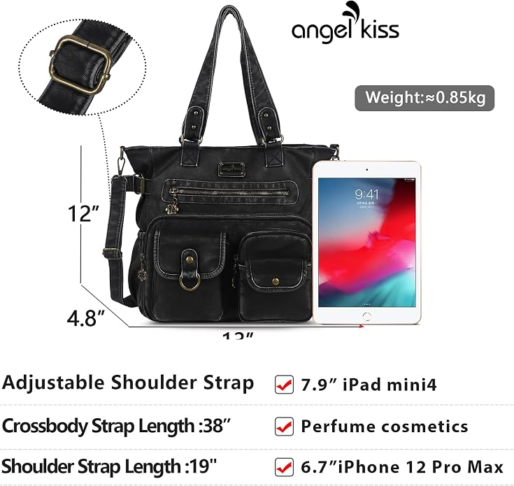 Angelkiss Purses Handbags for Women PU Tote Satchel Bags for Women Pockets Shoulder Bags… | PU - Image 3