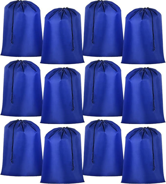 Woanger 12 Pack 28 x 45 Inch Extra Large Laundry Bags Bulk, Blue | Washable Travel Laundry Bag with Drawstring Closure Large Dirty Clothes Organizer for College Dorm Home Hotel Camping by Woanger