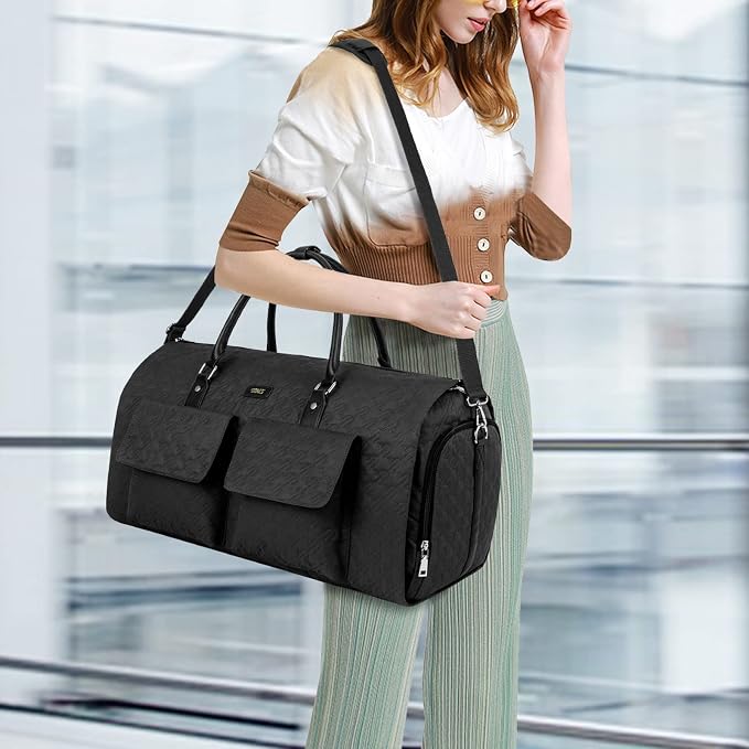 Garment Bag for Travel With Toiletry Bag Convertible Carry On Weekender Bag Large Travel Duffel Bags for Women 2 in 1 Hanging Suitcase Suit Travel Bags for Women & Men 3pcs Set (G-Black) - Image 6