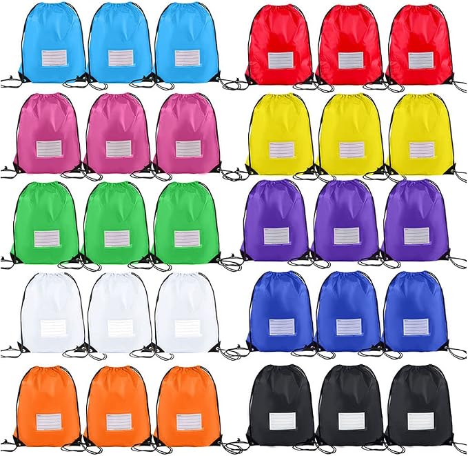 30 Pack Drawstring Bags,Bulk Draw String Backpack, DIY Gym Sports Cinch Bag Sackpack for Women Men, 10 Colors by CODOBON